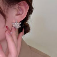 Fashion Flower Artificial Crystal Alloy Plating Rhinestones Ear Studs 1 Pair main image 4