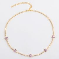 Fashion Flower Copper Gold Plated Inlay Zircon Necklace 1 Piece sku image 4
