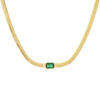 Retro Square Water Droplets Copper Gold Plated Inlay Zircon Necklace sku image 6