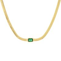 Retro Square Water Droplets Copper Gold Plated Inlay Zircon Necklace main image 6
