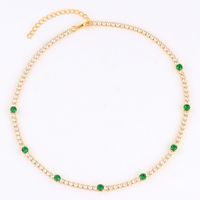 Retro Square Water Droplets Copper Gold Plated Inlay Zircon Necklace sku image 5