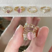 Fashion Heart Shape Flower Silver Plated Inlay Zircon Open Ring 1 Piece main image 3