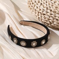 Fashion Round Cloth Handmade Inlay Rhinestones Hair Band 1 Piece sku image 1