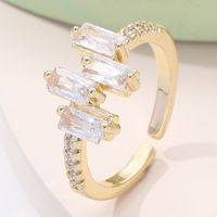 Mode Geometrisch Kupfer Überzug Zirkon Offener Ring 1 Stück sku image 6