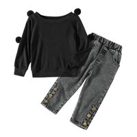Fashion Solid Color Patchwork Girls Clothing Sets main image 3