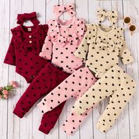 Fashion Solid Color Flower Button Baby Clothing Sets main image 1