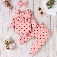 Fashion Solid Color Flower Button Baby Clothing Sets sku image 12