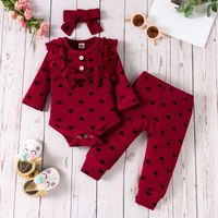Fashion Solid Color Flower Button Baby Clothing Sets sku image 6