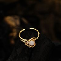 Simple Style Oval Silver Irregular Plating Inlay Opal Stone Open Ring 1 Piece main image 4