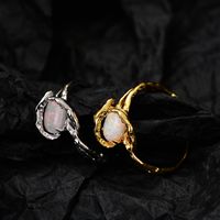 Simple Style Oval Silver Irregular Plating Inlay Opal Stone Open Ring 1 Piece sku image 1