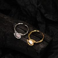 Simple Style Oval Silver Irregular Plating Inlay Opal Stone Open Ring 1 Piece main image 3