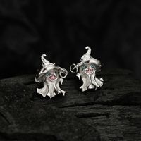 Funny Ghost Silver Ear Studs 1 Pair main image 3