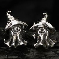 Funny Ghost Silver Ear Studs 1 Pair sku image 1