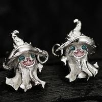 Funny Ghost Silver Ear Studs 1 Pair sku image 2