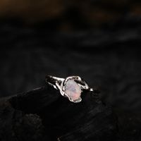 Simple Style Oval Silver Irregular Plating Inlay Opal Stone Open Ring 1 Piece main image 2