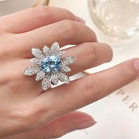 Fashion Flower Copper Inlay Zircon Women's Open Ring 1 Piece main image 4