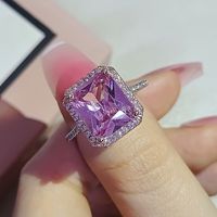 Fashion Square Copper Inlay Zircon Rings 1 Piece main image 3