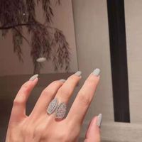 Fashion Shell Copper Silver Plated Inlay Zircon Open Ring 1 Piece main image 4