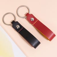 Simple Style Round Solid Color Pu Leather Alloy Unisex Bag Pendant Keychain 1 Piece main image 5