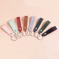 Simple Style Round Solid Color Pu Leather Alloy Unisex Bag Pendant Keychain 1 Piece main image 4