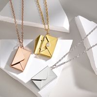 Simple Style Envelope Stainless Steel Inlay Rhinestones Pendant Necklace 1 Piece main image 3