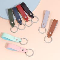 Simple Style Round Solid Color Pu Leather Alloy Unisex Bag Pendant Keychain 1 Piece main image 1