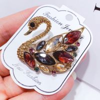 Simple Style Rabbit Swan Butterfly Alloy Plating Hollow Out Inlay Rhinestones Women's Brooches main image 4