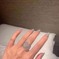 Fashion Shell Copper Silver Plated Inlay Zircon Open Ring 1 Piece main image 2