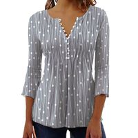 Women's Blouse 3/4 Length Sleeve Blouses Printing Button Casual Polka Dots main image 5