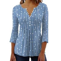 Women's Blouse 3/4 Length Sleeve Blouses Printing Button Casual Polka Dots main image 3