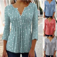 Women's Blouse 3/4 Length Sleeve Blouses Printing Button Casual Polka Dots main image 1