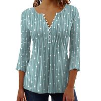 Women's Blouse 3/4 Length Sleeve Blouses Printing Button Casual Polka Dots main image 2