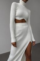 Women's Fashion Solid Color Polyester Slit Patchwork Skirt Sets main image 1