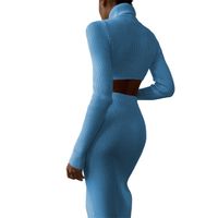 امرأة موضة اللون الصامد البوليستر شق خليط مجموعات التنورة main image 3