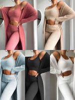 Women's Fashion Solid Color Cotton Blend Polyester Patchwork Pants Sets main image 6