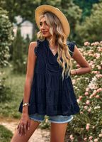 Frau Bluse Kurzarm Blusen Patchwork Falten Mode Punktmuster sku image 9