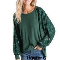 Fashion Solid Color Polyester Round Neck Long Sleeve Batwing Sleeve Sequins Hoodie main image 3