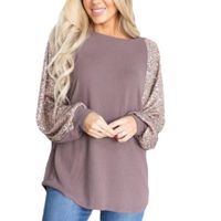 Fashion Solid Color Polyester Round Neck Long Sleeve Batwing Sleeve Sequins Hoodie main image 4