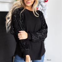 Fashion Solid Color Polyester Round Neck Long Sleeve Batwing Sleeve Sequins Hoodie main image 6
