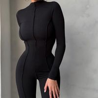 Women's Daily Fashion Solid Color Full Length Zipper Jumpsuits main image 5