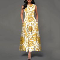 Women's Straight Skirt Fashion Round Neck Printing Sleeveless Polka Dots Flower Leopard Maxi Long Dress Daily main image 5