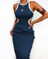 Women's Bodycon Dress Streetwear Round Neck Hollow Out Backless Sleeveless Solid Color Midi Dress Street main image 2