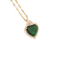 Fashion Heart Shape Stainless Steel Copper Inlay Zircon Pendant Necklace 1 Piece main image 5