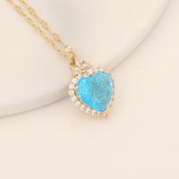 Fashion Heart Shape Stainless Steel Copper Inlay Zircon Pendant Necklace 1 Piece main image 4