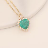Fashion Heart Shape Stainless Steel Copper Inlay Zircon Pendant Necklace 1 Piece main image 3