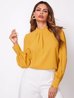 Women's Blouse Long Sleeve Blouses British Style Solid Color main image 4