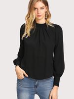 Women's Blouse Long Sleeve Blouses British Style Solid Color main image 2