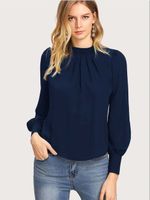 Women's Blouse Long Sleeve Blouses British Style Solid Color main image 5