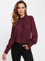 Women's Blouse Long Sleeve Blouses British Style Solid Color main image 6