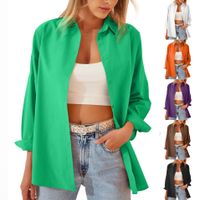 Women's Blouse Long Sleeve Blouses Button Fashion Solid Color main image 1